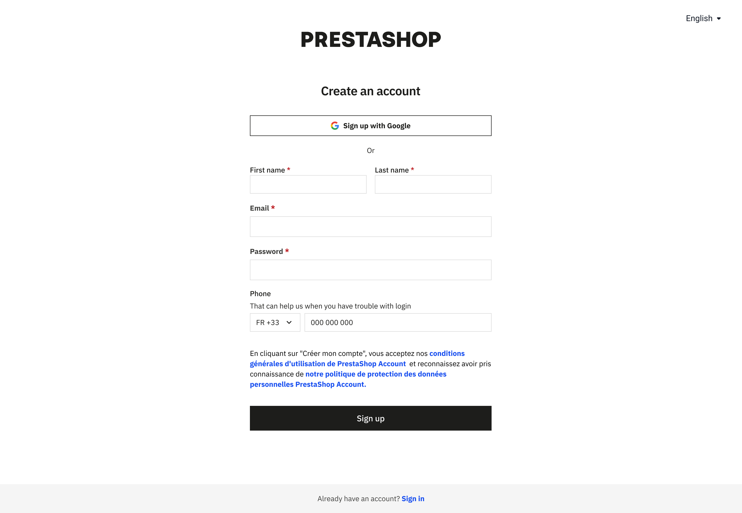 Sign up, Simplified account creation